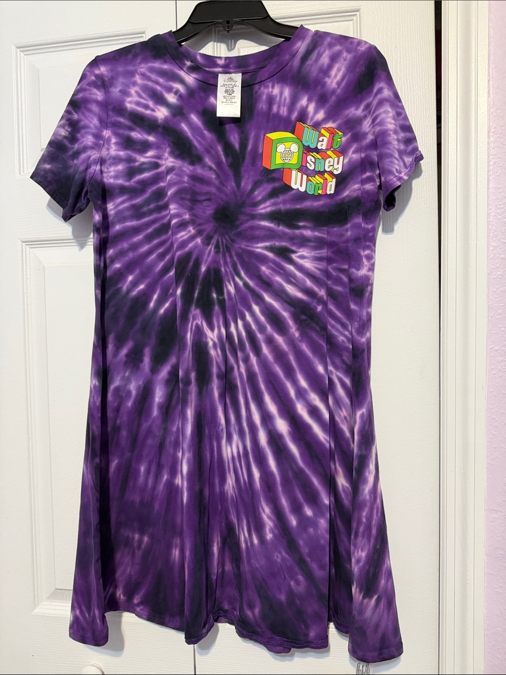 Disney Purple Tie-Dye Mini Dress with Colorful Walt Disney World Logo